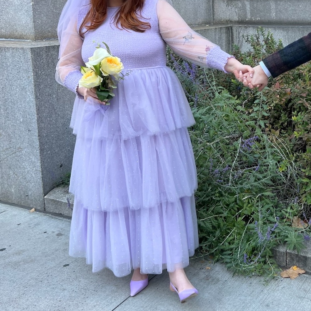 Olivia Rubin Lavender Tiered Tulle Maxi Dress